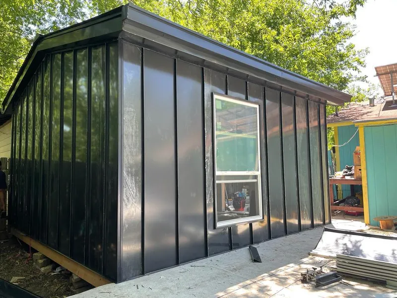 Black standing seam metal wall panels for Metal Roof Installation in Economy